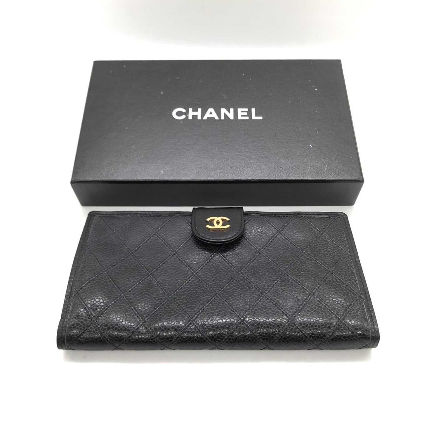 Chanel Black Quilted Leather Long Wallet