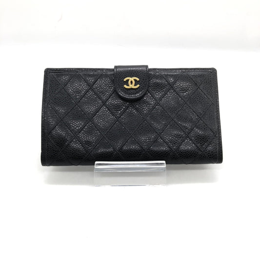 Chanel Black Quilted Leather Long Wallet