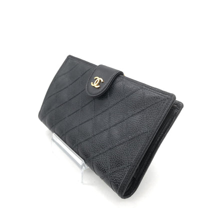 Chanel Black Quilted Leather Long Wallet