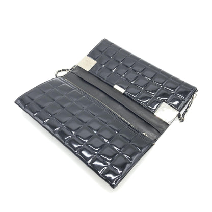 Chanel Black Patent Chocolate Bar Chain Shoulder Bag