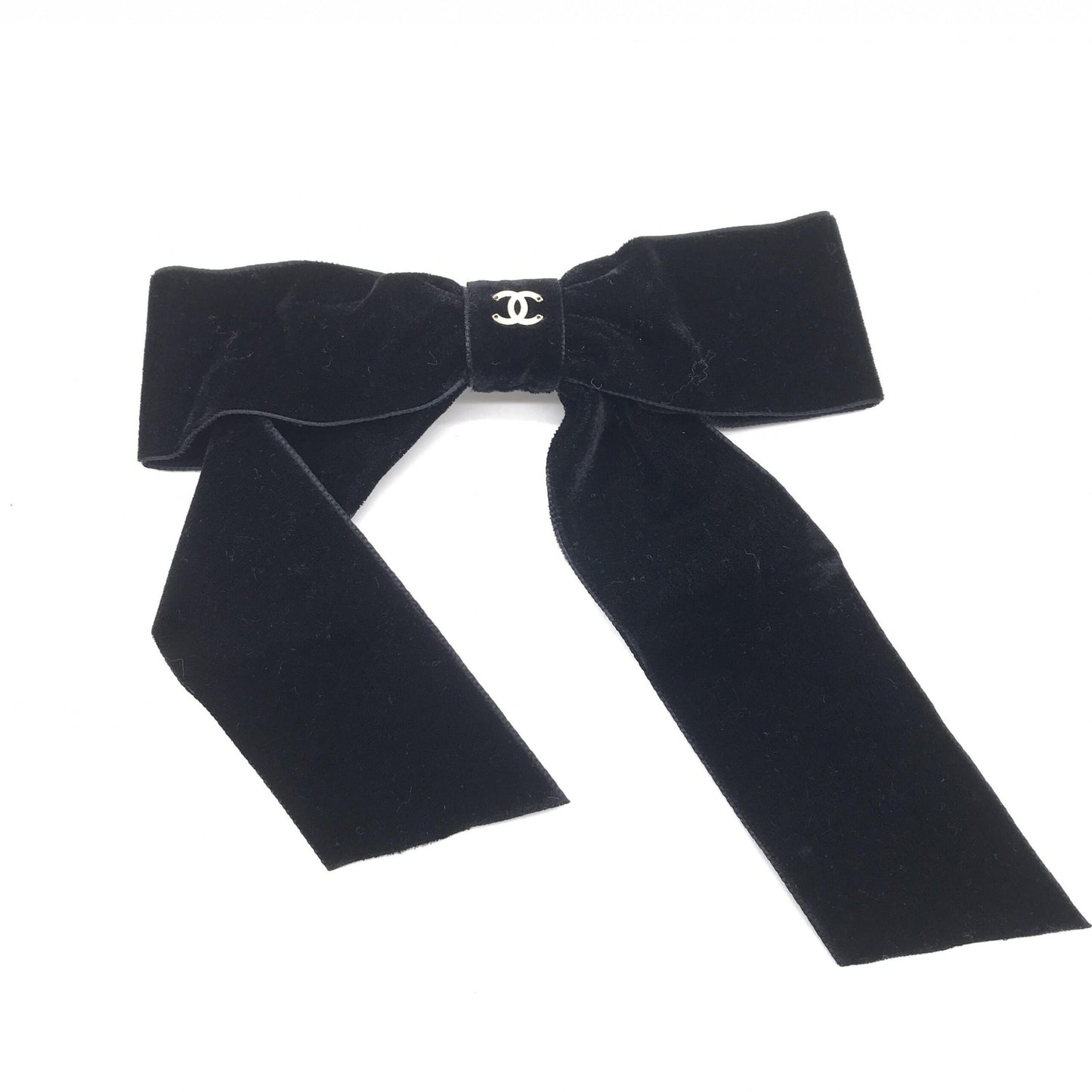 Chanel Black Velvet Bow Hair Accessory