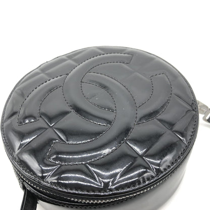 Chanel Black Patent Quilted CC Circle Mini Bag