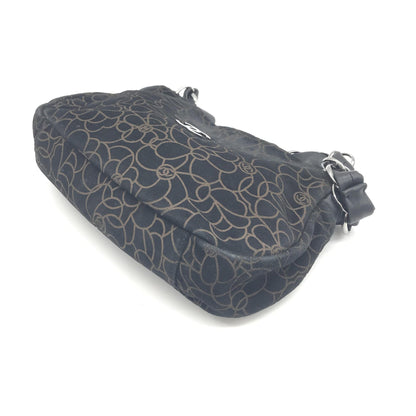 Chanel Camellia Chain Black Suede Shoulder Bag With Logo