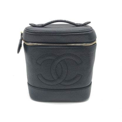 Chanel Caviar Leather Vanity Handbag In Black