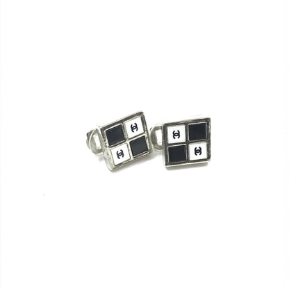 Chanel Coco Mark Earrings Black/White/Silver