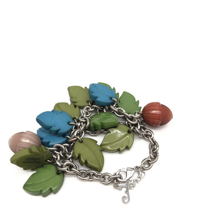 Fendi Colorful Leaf And Acorn Charm Bracelet