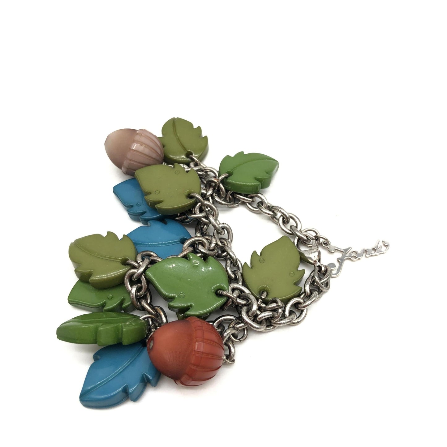 Fendi Colorful Leaf And Acorn Charm Bracelet