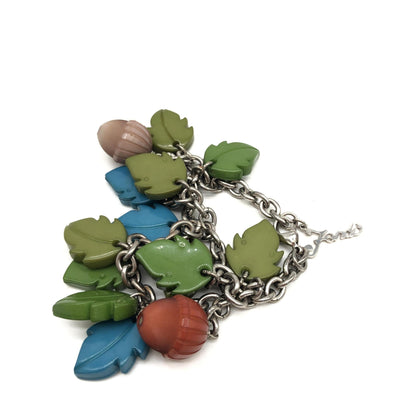 Fendi Colorful Leaf And Acorn Charm Bracelet