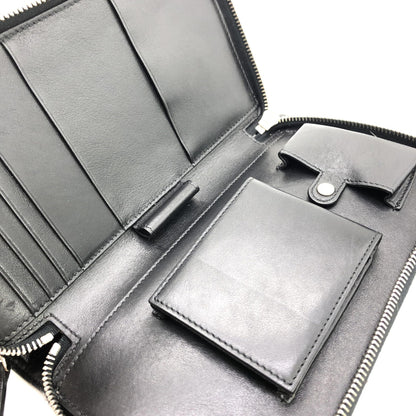 Fendi Double Zipper Zippy Organizer Leather Wallet In Black