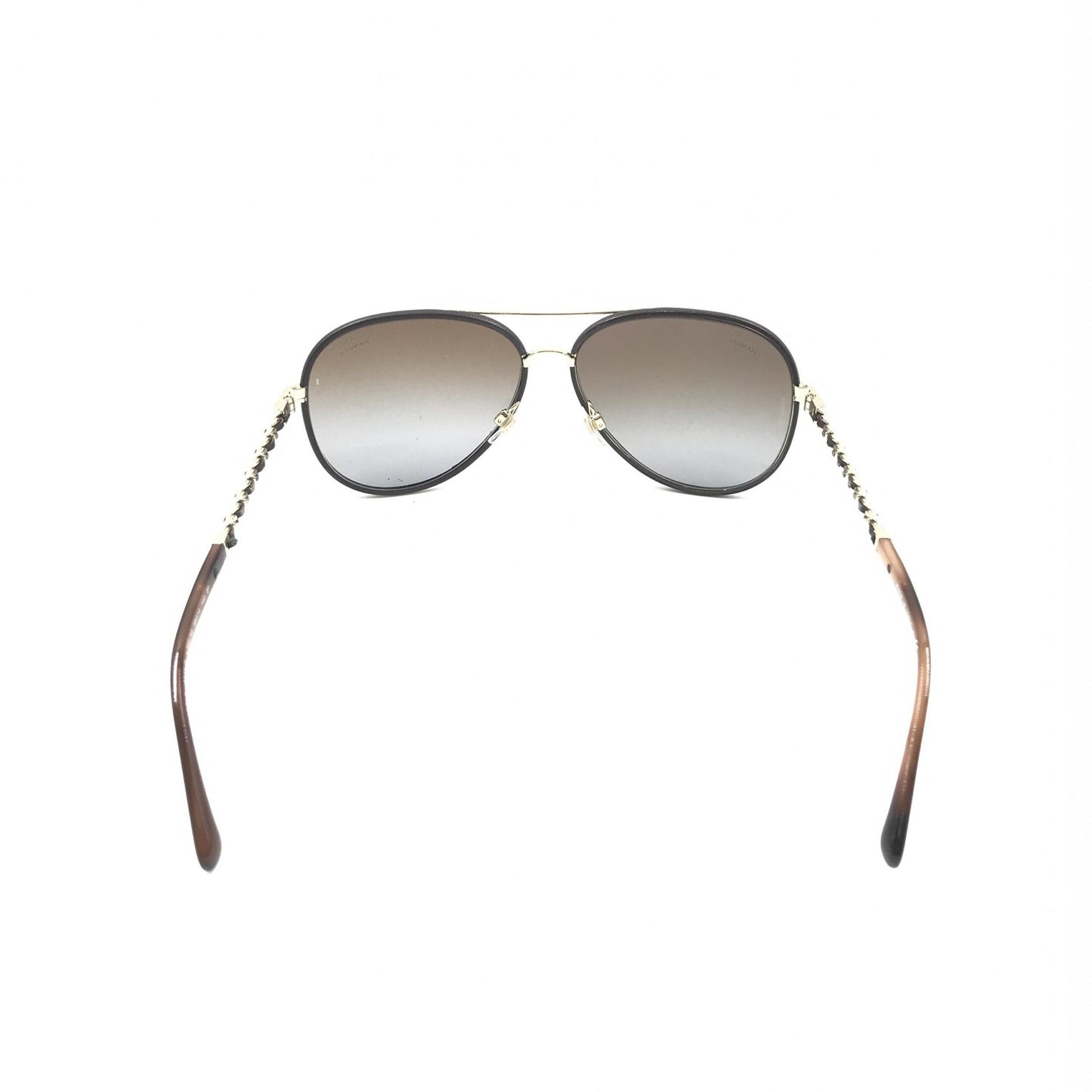 Chanel Gold And Black Polarized Aviator Sunglasses