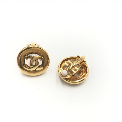 Chanel Gold Plated CC Clip-On Earrings