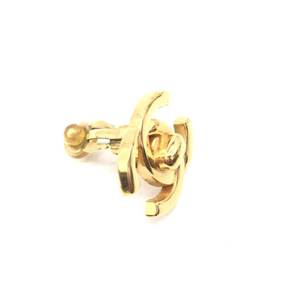 Chanel Gold PLated CC Turnlock Clip-On Earrings