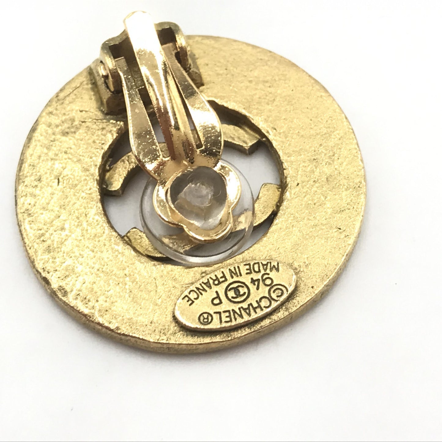 Chanel Gold Plated CC Logo Circular Earrings