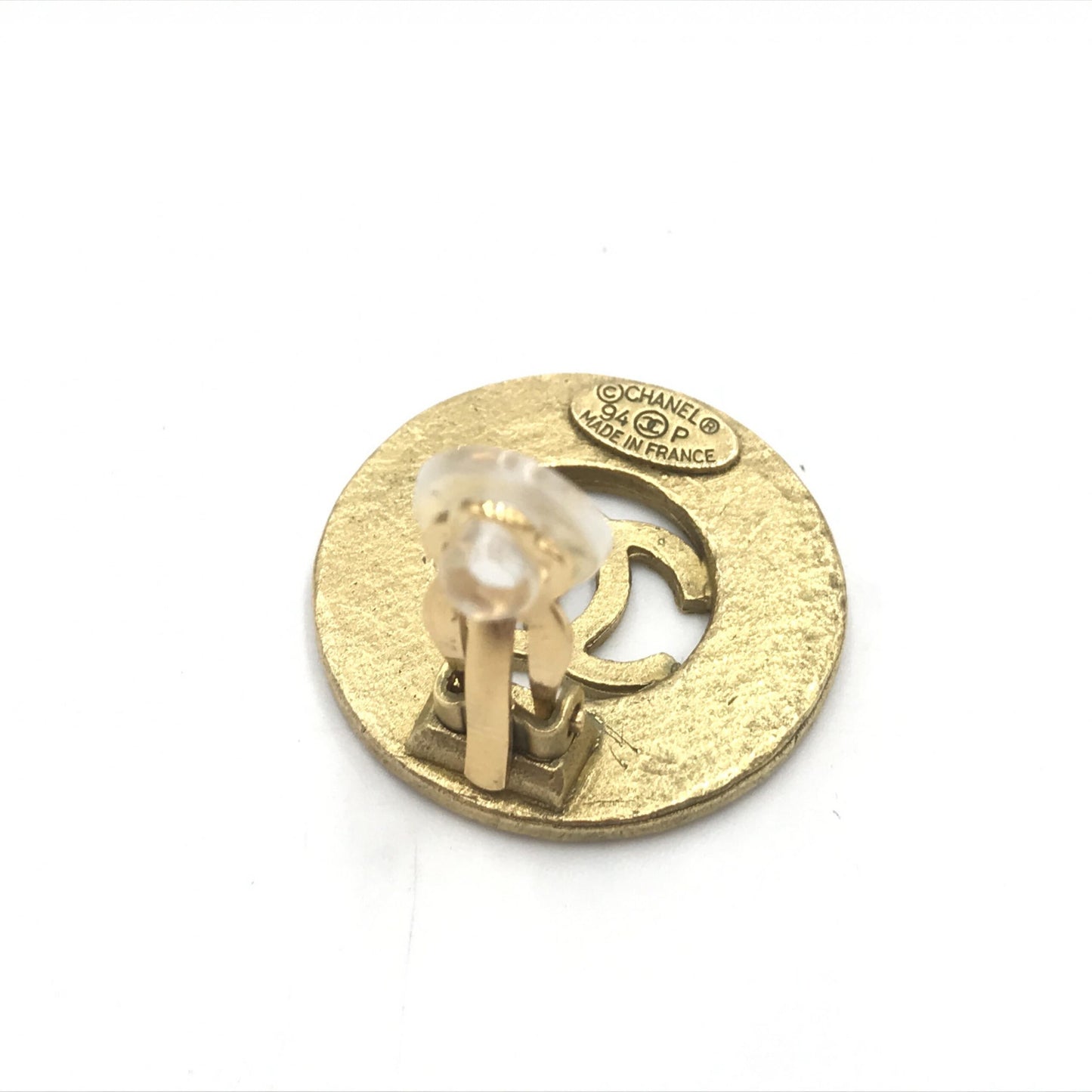 Chanel Gold Plated CC Logo Circular Earrings