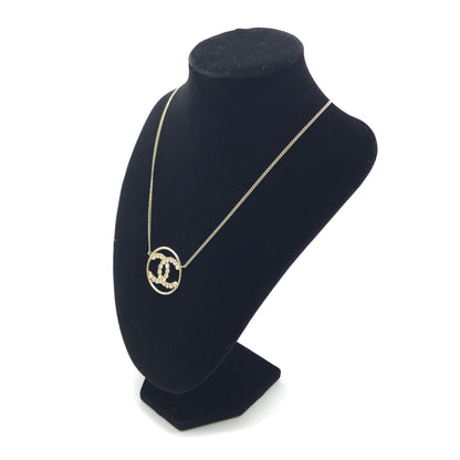 Chanel Gold Tone CC Circle Pendant Necklace