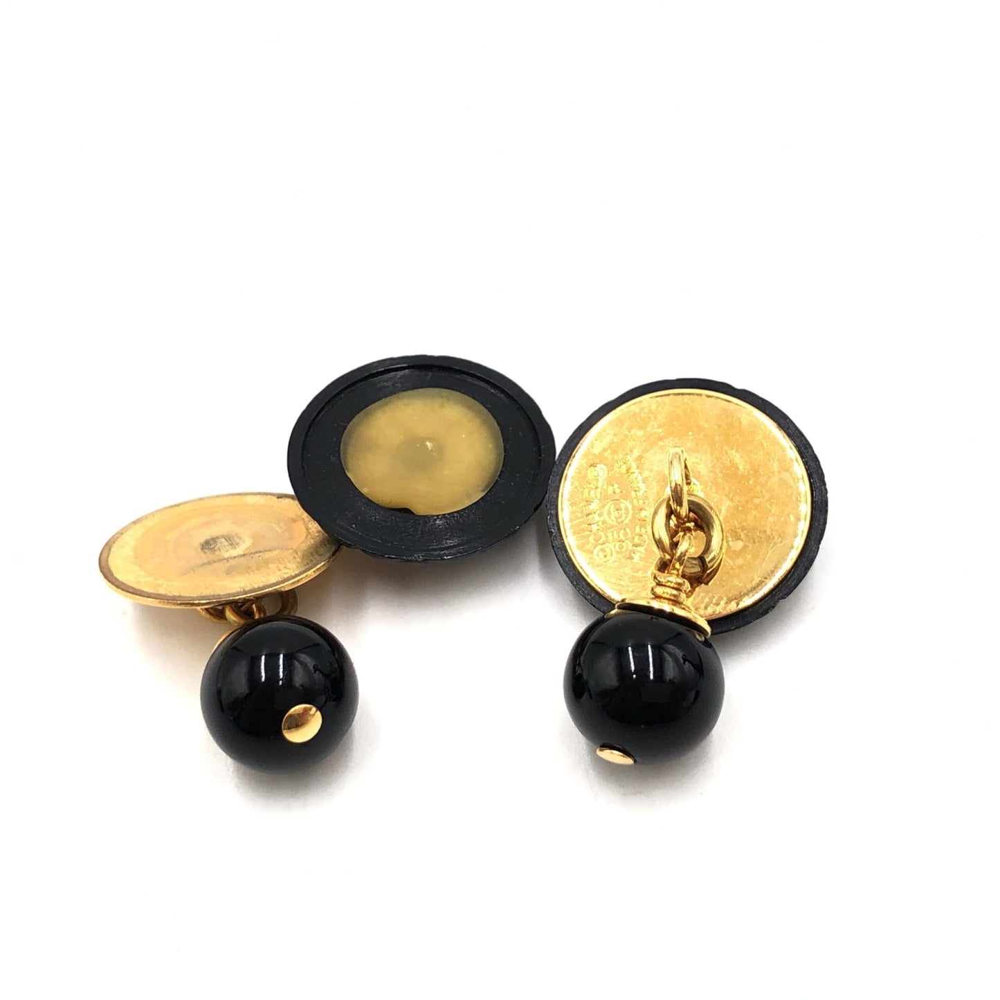 Chanel Matelasse Coco Mark Black Plastic Cufflinks