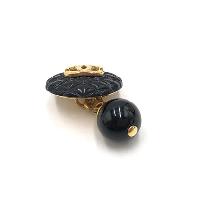 Chanel Matelasse Coco Mark Black Plastic Cufflinks