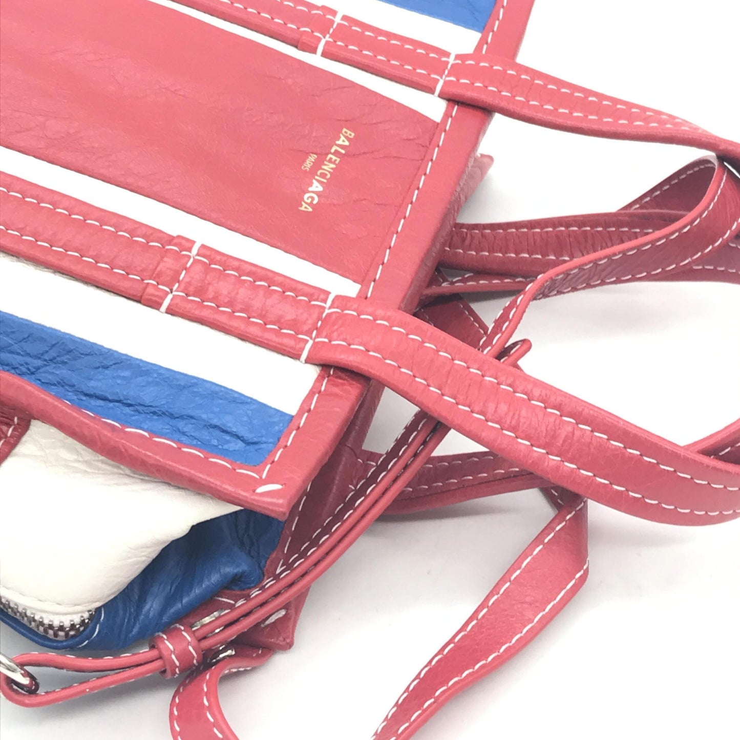 Balenciaga Multicolor Striped Leather Tote Bag