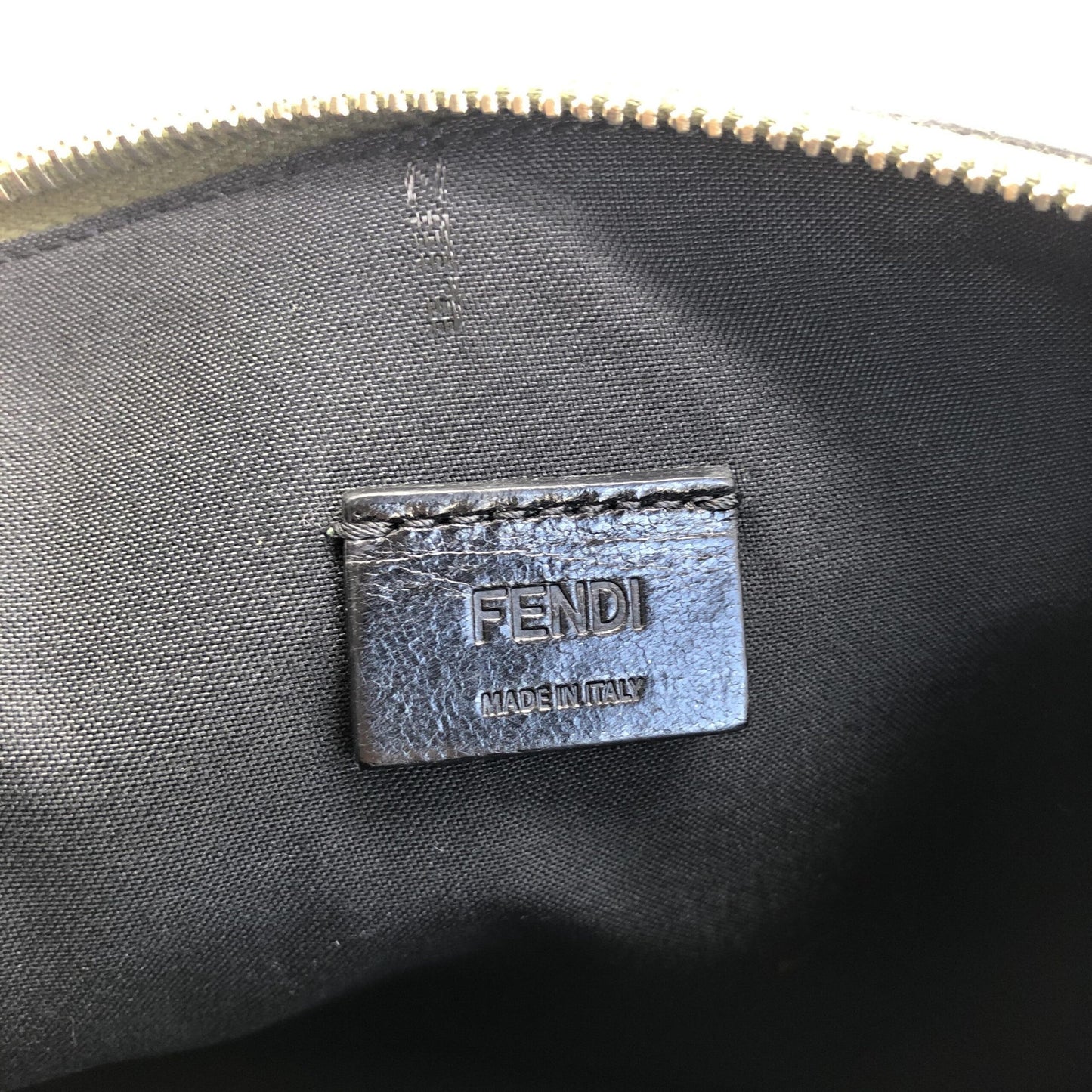 Fendi Moss Green Leather Clutch With Logo