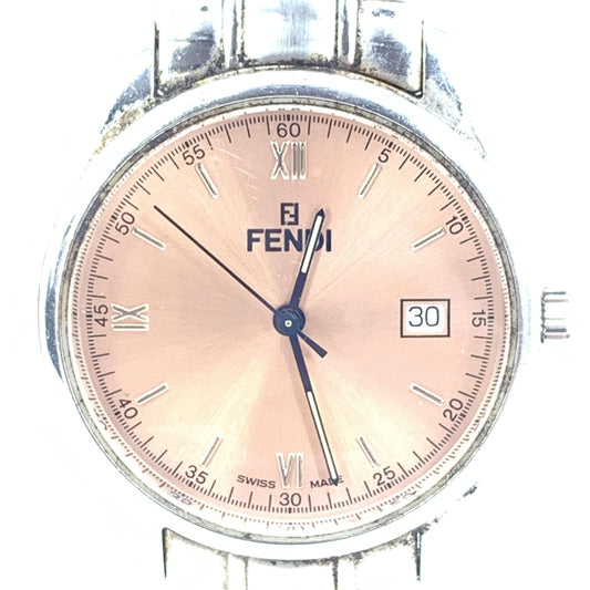 Fendi Pink Champagne Dial Quartz Watch, Stainless Steel
