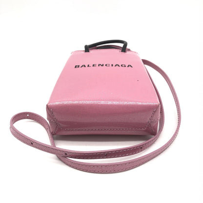 Balenciaga Pink Glitter Shopping Phone Holder Bag