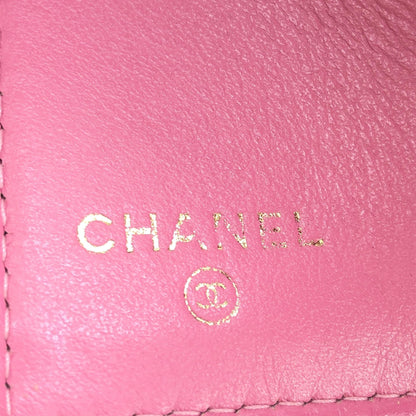Chanel Pink Leather Quilted Flap Wallet