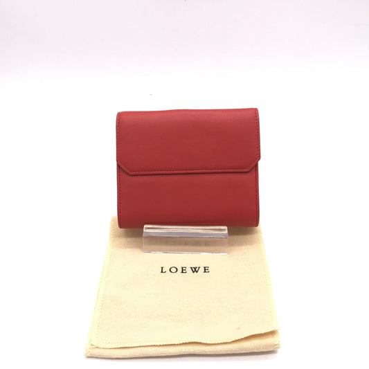 Loewe Red Leather Trifold Wallet
