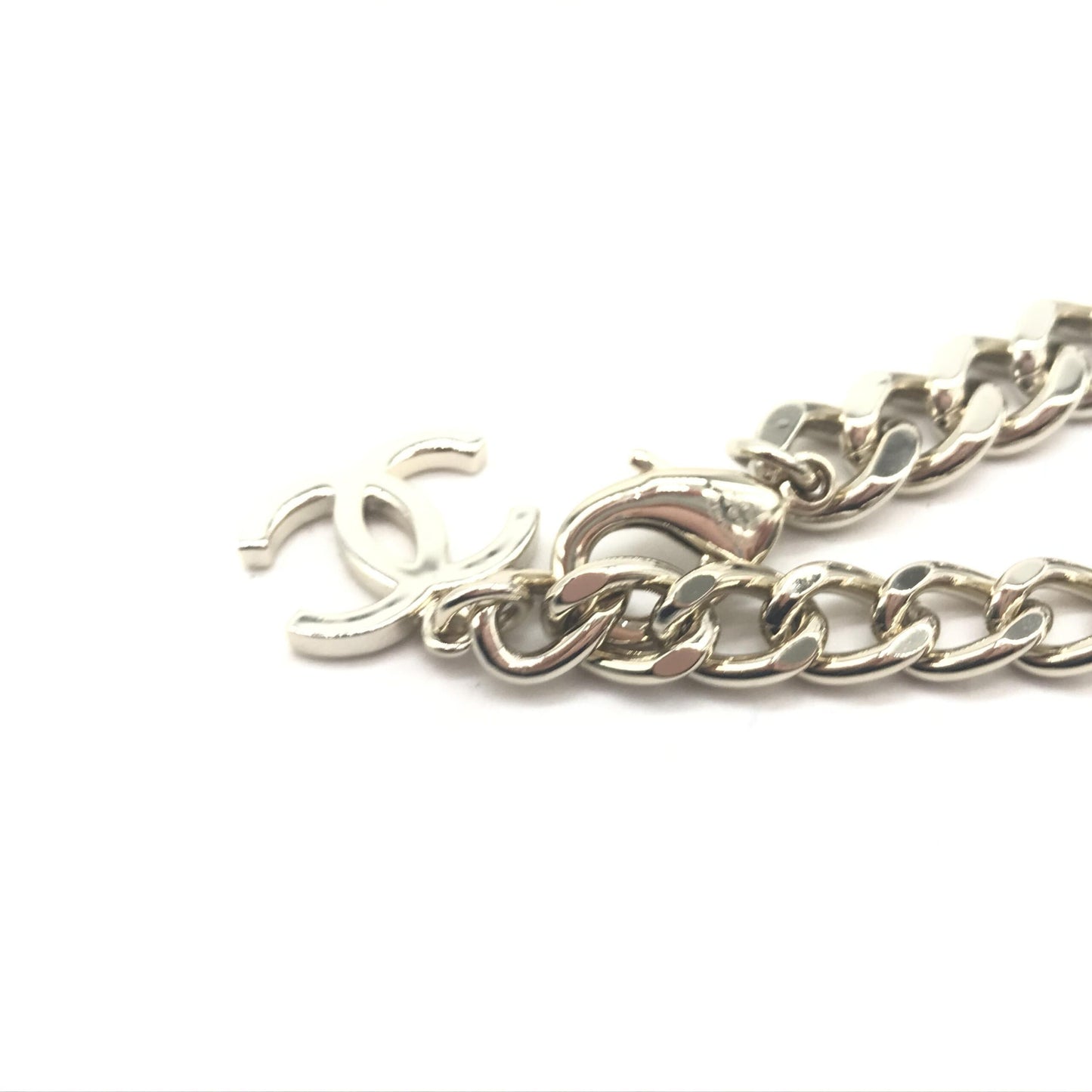 Chanel Silver Tone Curb Chain Link Necklace