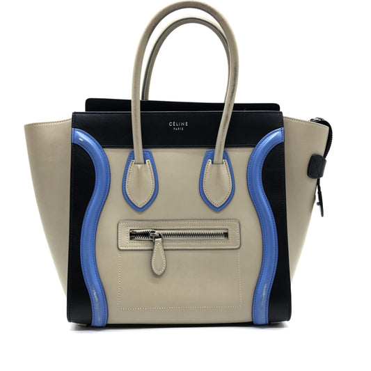 Celine Tri-Color Leather Luggage Tote Handbag