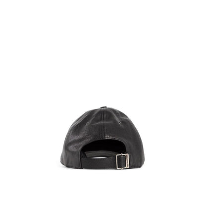 Saint Laurent Black Lamb Leather Cap (Baseball Hat)