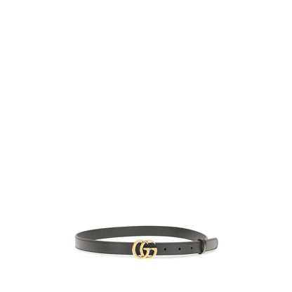 Gucci Black Calf Leather Bos Taurus Thin Belt