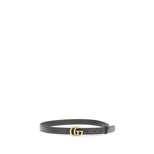 Gucci Black Calf Leather Bos Taurus Thin Belt