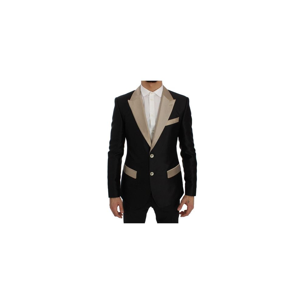 Dolce & Gabbana Black Silk Two-Piece Suit