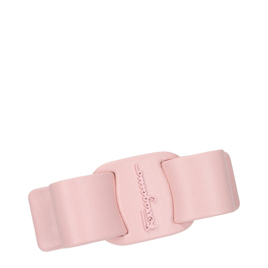 Salvatore Ferragamo Pink Leather Hair Clip