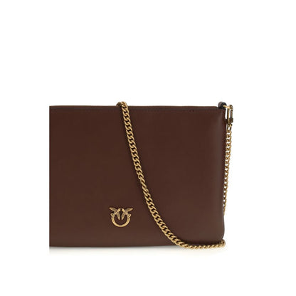PINKO Bordeaux Calf Leather Bos Taurus Shoulder Bag