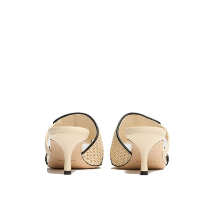 Manolo Blahnik Beige Leather Stiletto Heel Sandals