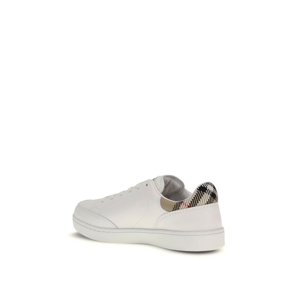 Burberry White Calf Leather Bos Taurus Low Top Sneakers