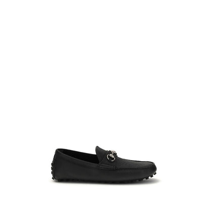 Gucci Black Calf Leather Bos Taurus Slip-On Loafers