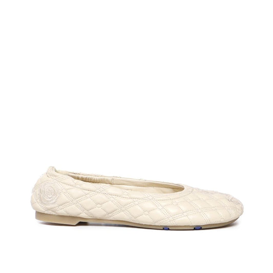 Burberry White Lamb Leather Ballet Flats