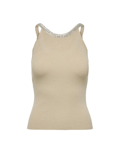 Only Beige Nylon  Elastane Tank Tops