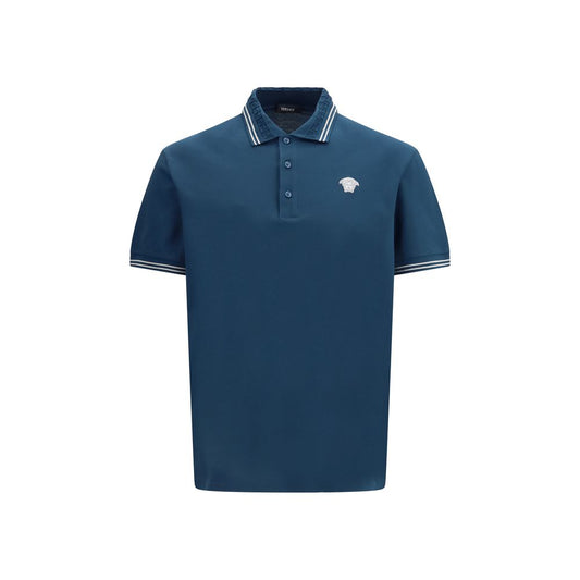 Versace Blue Cotton Polo Shirt