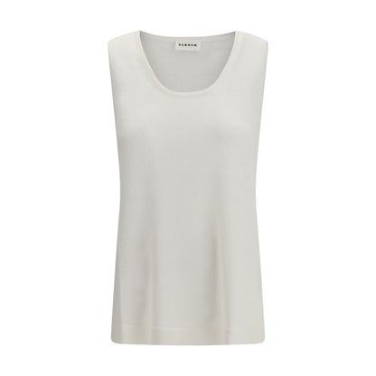 P.A.R.O.S.H. White Linen Sleeveles T-Shirt