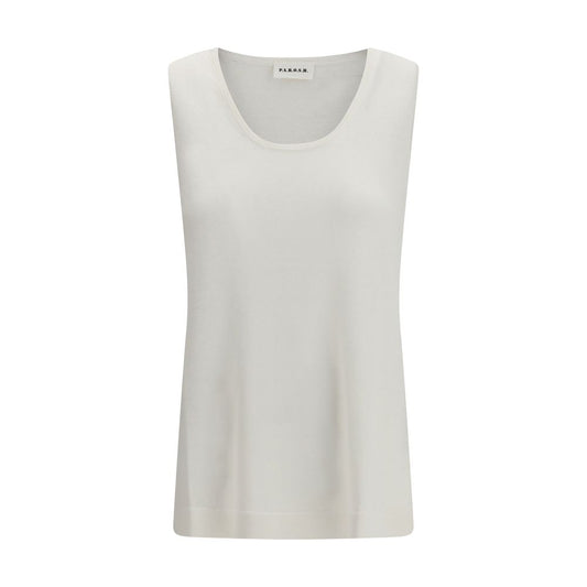 P.A.R.O.S.H. White Linen Sleeveles T-Shirt