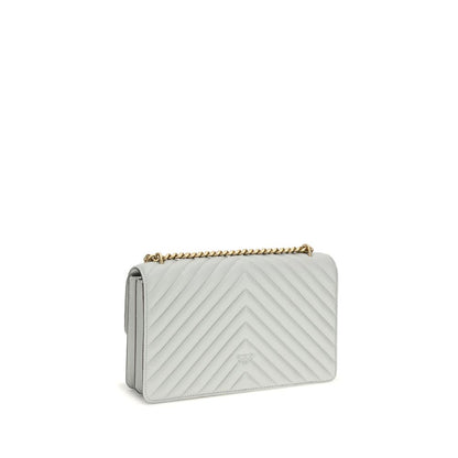 PINKO Gray Calf Leather Bos Taurus Shoulder Bag