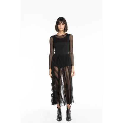 Patrizia Pepe Black Polyester Long Skirt