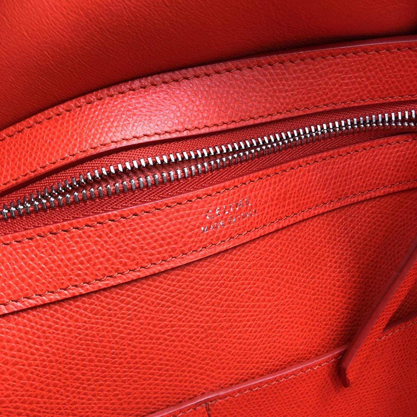 Celine Cabas Phantom Red Pebbled Leather Tote Bag