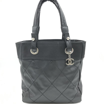 Chanel Black Canvas Paris-Biarritz Tote PM Handbag