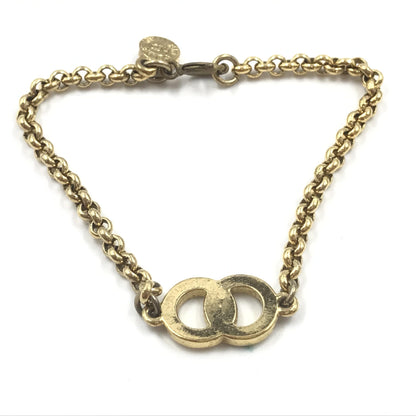 Celine Gold Plated Chain Bracelet With Logo Charm