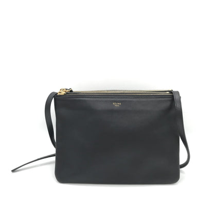 Celine Trio Black Leather Shoulder Bag