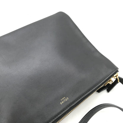 Celine Trio Black Leather Shoulder Bag